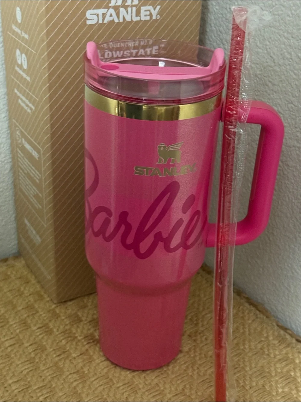 (NIB) Stanley Barbie Pink Flowstate Tumbler with Handle and Straw